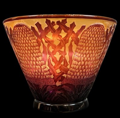 Lot 131 - Brown & Orange Engraved Banksia Bowl.