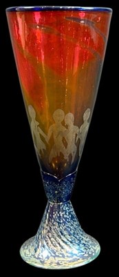 Lot 127 - A Tall Red & Blue Alan Fox Vase.