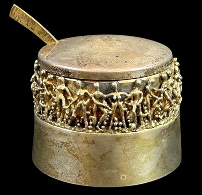 Lot 9 - Stuart Devlin Caryatid Silver Mustard Pot & Spoon.