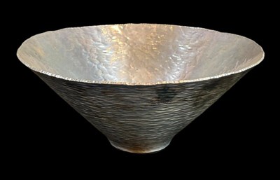 Lot 68 - A Large Fine Silver Textured Bowl Made by Thorkild Hansen.