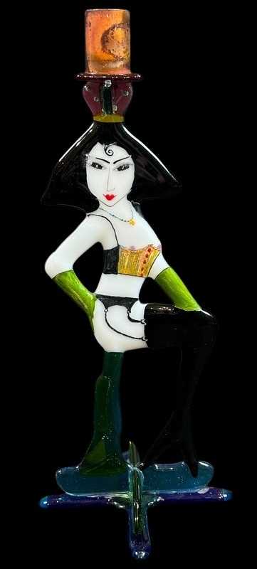 Lot 205 - Studio Glass Burlesque Lady Candle Holder.