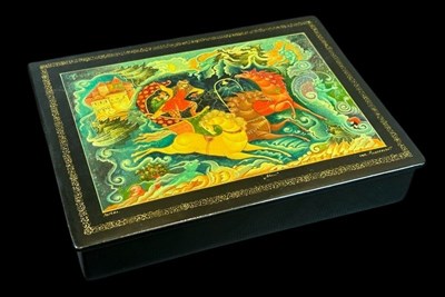 Lot 207 - Russian Palekh School Lacquer Box.