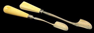 Lot 13 - Two Georgian Sterling Silver Stilton Scoops.