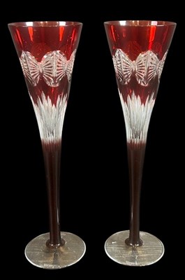 Lot 95 - Pair of Waterford Crystal Champagne Flutes.