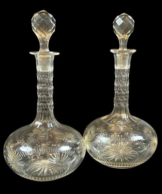Lot 70 - Pair of Victorian Style Cut Crystal Decanters.
