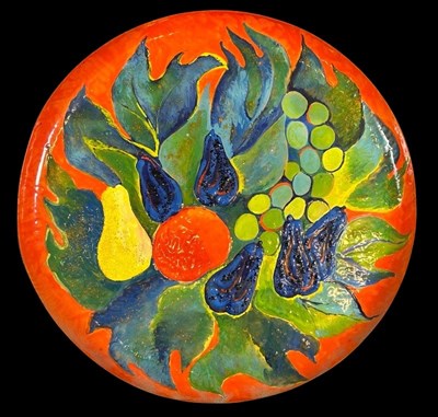 Lot 204 - Vitreous Enamel Charger, Aust. School.