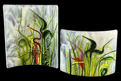 Lot 113 - A Pair of Vitrigraph Stringer Glass Panels by Dagmar Ackerman.