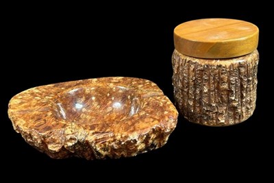 Lot 212 - Vintage Agate Ashtray & Jar.