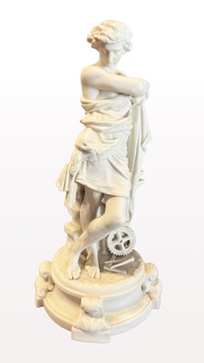 Lot 142 - A Large, Classically Modelled Parian Ware Figure Of A Man Resting Upon A Hammer & Anvil.