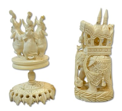 Lot 236 - Anglo-Indian Carved Ivory Sculpture, 2pcs.