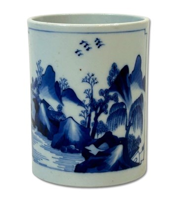 Lot 251 - Chinese Blue and White Brush Pot.