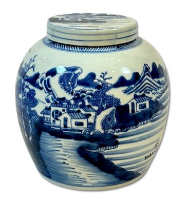 Lot 272 - Chinese Blue and White Lidded Ginger Jar.