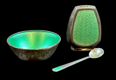 Lot 16 - Danish Sterling Silver with Green Enamelling.