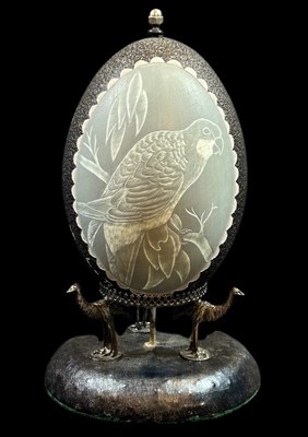 Lot 211 - Australiana Folk Art Emu Egg on Stand.