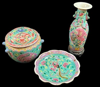 Lot 226 - Straits Chinese Porcelain Nyonya Ware, 3pcs.