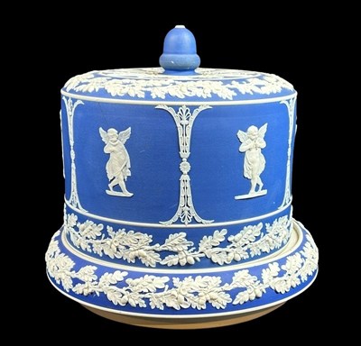 Lot 180 - Victorian Blue Jasperware Cheese Dome & Cover.