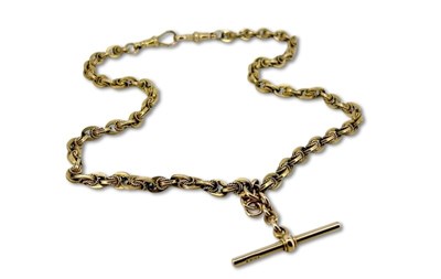 Lot 428 - Yellow Gold Necklace with T-Bar Fob.