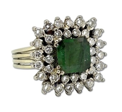 Lot 338 - Emerald Cluster Style Ring.