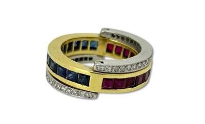 Lot 344 - Ruby, Sapphire and Diamond Ring.