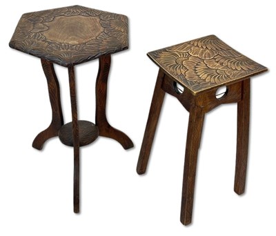 Lot 171 - Folk Art Stool and Side Table.