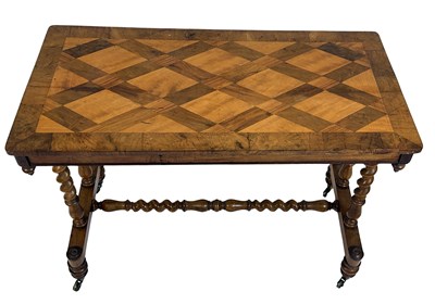 Lot 111 - Console Table with Parquetry Top and Barely Twist Legs.