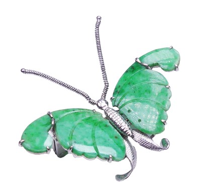 Lot 330 - Jade Butterfly Brooch.