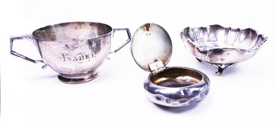 Lot 435 - Sterling Silver Sugar Bowl, Sweet Dish and Tobacco/Snuff Box.