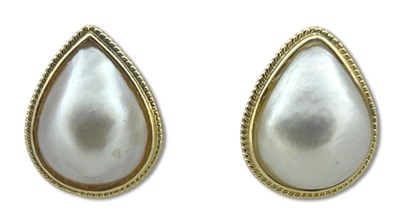Lot 327 - Drop Shape Mabe Earrings.
