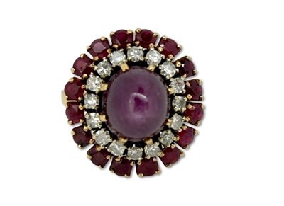 Lot 350 - Star Ruby Cluster Ring.
