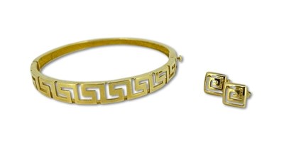 Lot 348 - Oval Shaped Bangle with Matching Earrings.