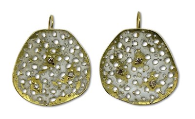 Lot 448 - Enamel Earrings with Diamonds.