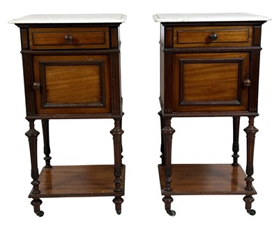 Lot 118 - 2x Georgian Style Mahogany Marble Topped Side Tables.