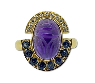 Lot 403 - Amethyst Scarab Ring.