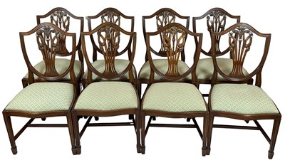Lot 109 - 8x Mahogany Shield Back Upholstered Dining Chairs.