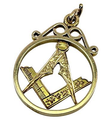 Lot 223 - 18ct Yellow Gold Masonic Lodge Pendant.
