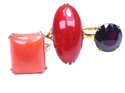 Lot 322 - Yellow Gold Gem Set Trio.