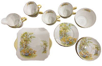 Lot 162 - Shelley Tea Set With Creamer & Serving Tray.