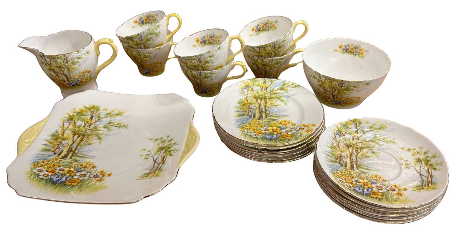 Lot 162 - Shelley Tea Set With Creamer & Serving Tray.