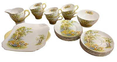 Lot 162 - Shelley Tea Set With Creamer & Serving Tray.