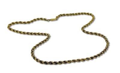 Lot 336 - Yellow Gold Rope Link Chain.