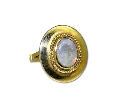 Lot 328 - Oval Opal Ring.