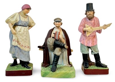 Lot 206 - Group of Russian, Gardner Porcelain Factory, Figurines, 3pcs.