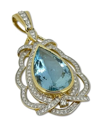 Lot 272 - A Substantial Aquamarine & Diamond Pendant.