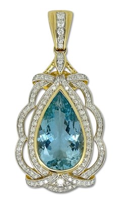 Lot 272 - A Substantial Aquamarine & Diamond Pendant.