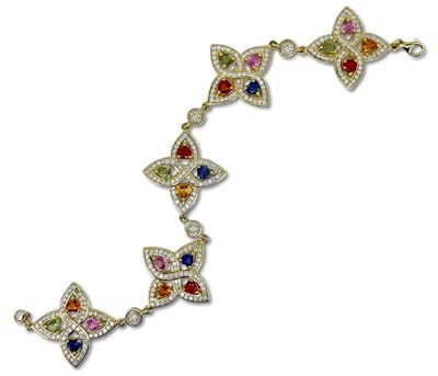 Lot 320 - Multi Coloured Sapphire and Diamond Bracelet.