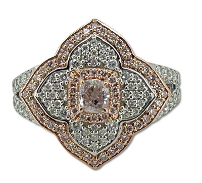 Lot 287 - Pink and White Diamond Ring.