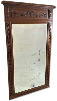 Lot 135 - French Oak Bevelled Glass Wall Mirror.