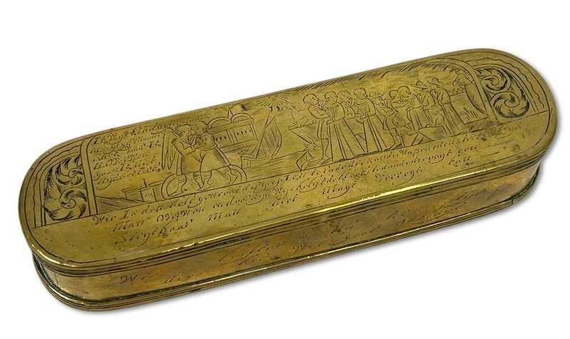 Lot 196 - Continental Brass Tobacco Box.
