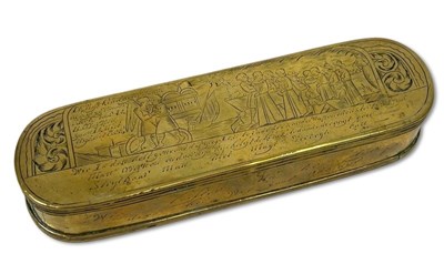 Lot 196 - Continental Brass Tobacco Box.