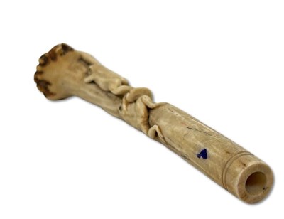 Lot 195 - Japanese Carved Horn/Bone Parasol Handle.